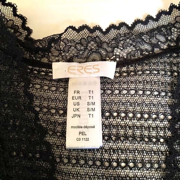 ERES silk blouse top with eyelet lace details, black - Picture 3 of 10